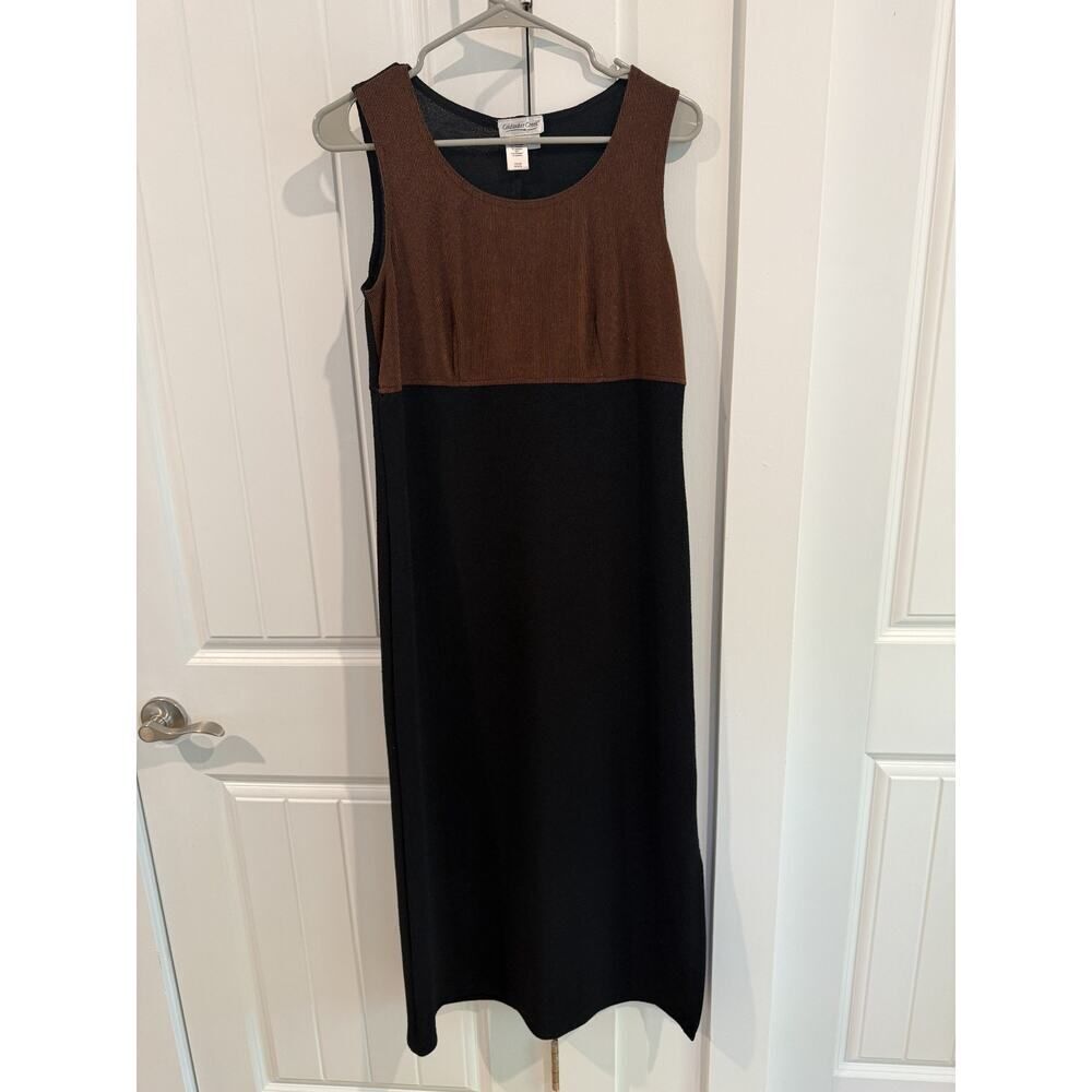 Vintage Coldwater Creek Women's Maxi Dress Bronze & Black Dress - Size 6P